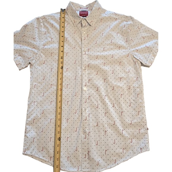 Denim & Flower Ricky Singh Happy Holidays Candy Cane Button Down Shirt Medium - Picture 2 of 4